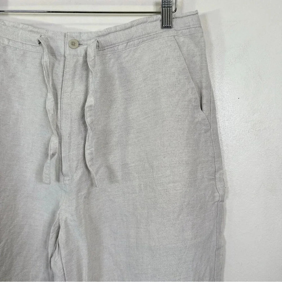 Cubavera Mens Size Large Linen Beige Straight Leg Drawstring Casual Pant - Picture 5 of 12